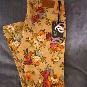 Ladies Gold floral print skinny jeans size 9, brand new with tags